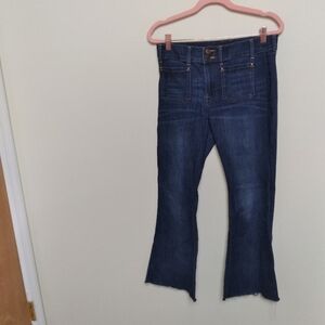 Express Dark Wash Midrise Bell Flare Stretch Denim Jeans Size 6 Regular